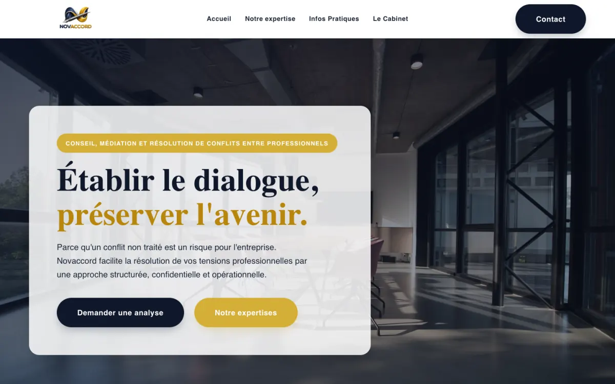 Page d'accueil du site Novaccord