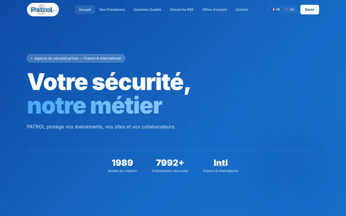 Page d'accueil du site Patrol